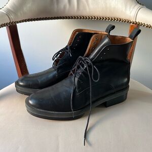 Robert Clergerie black leather lace up boots
